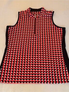 Tail Sleeveless Zip-Front Geometric Print Top M EUC